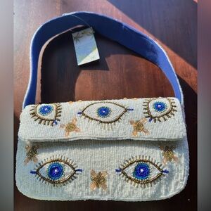 America & Beyond Evil Eye Beaded Shoulder Bag, NWT